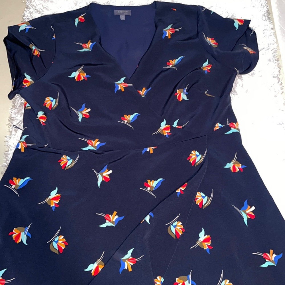 2X floral Blue Dress